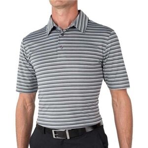 Arnold Palmer Mens Cori Stripe Performance Fit UV Protection Golf Polo XL Grey